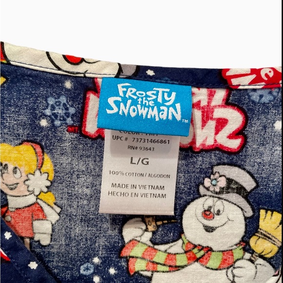 Frosty The Snowman Scrub Top Womens Size Large - Picture 5 of 8